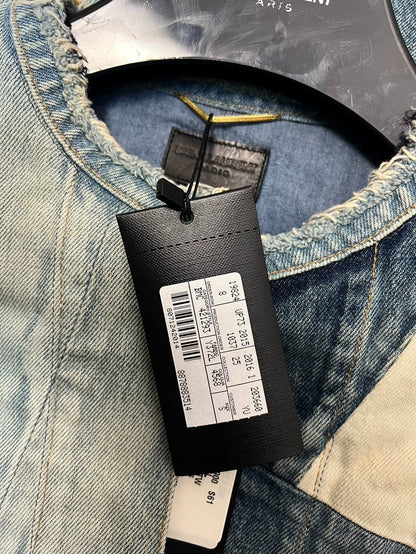 Saint Laurent Denim Cape with Fringe Detail