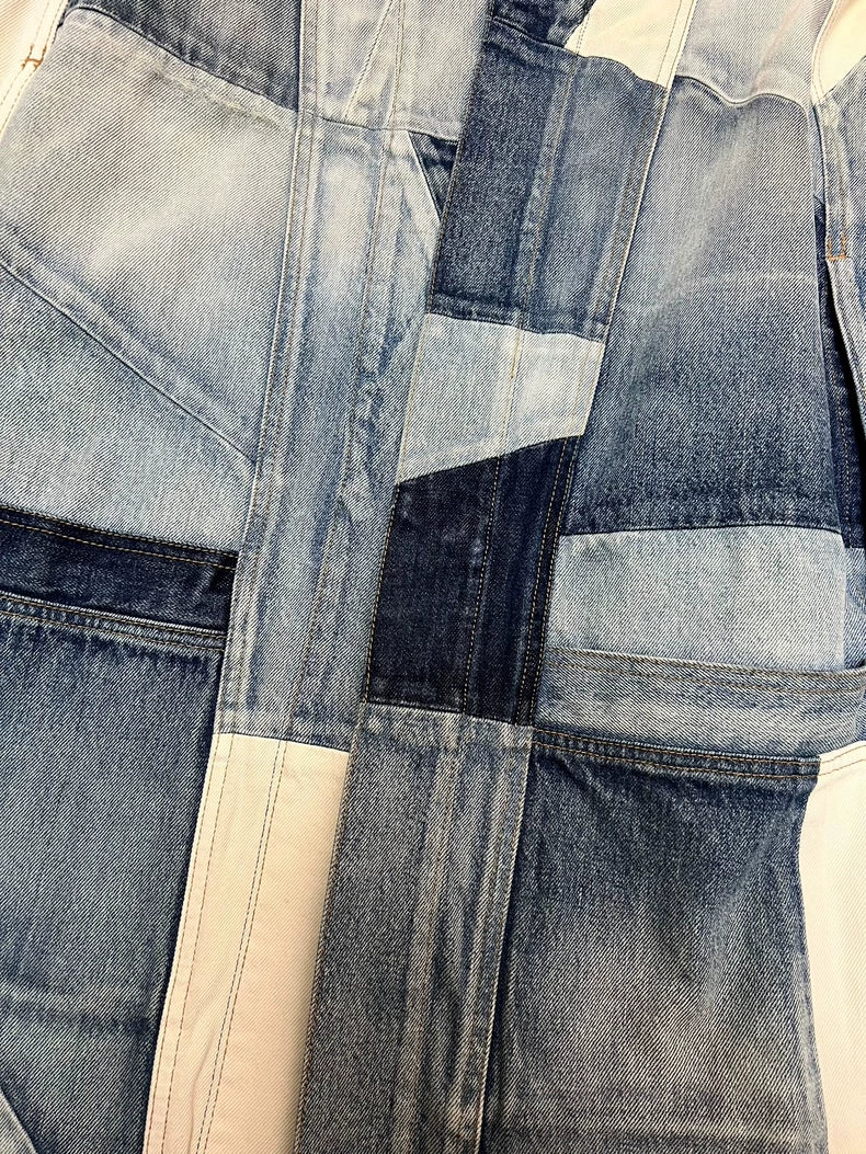 Saint Laurent Denim Cape with Fringe Detail