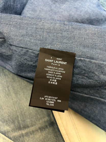 Saint Laurent Denim Cape with Fringe Detail