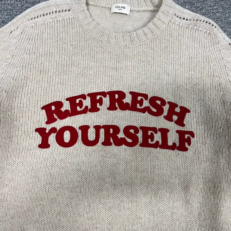 Celine Wool Sweater with Embroidered Logo