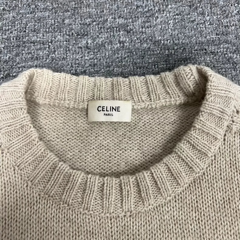 Celine Wool Sweater with Embroidered Logo