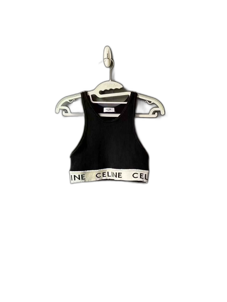 Black Celine Knitted Tank Top