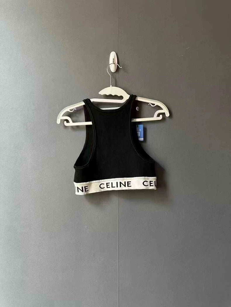 Black Celine Knitted Tank Top