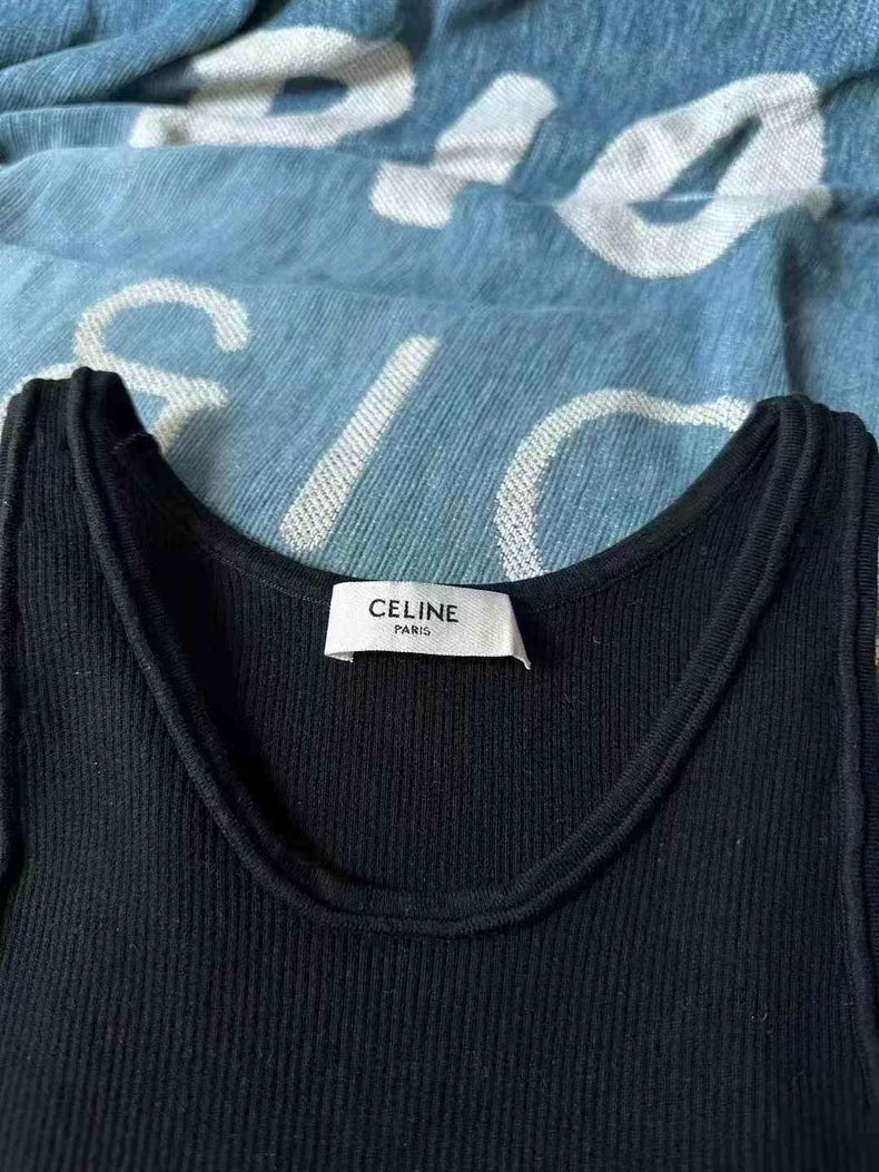 Black Celine Knitted Tank Top