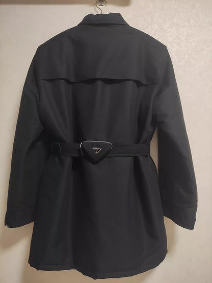 Prada Black Belted Coat for FW22 Collection