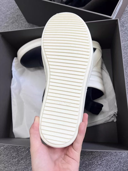 Rick Owens Black and White Geobasket Sneakers-yf