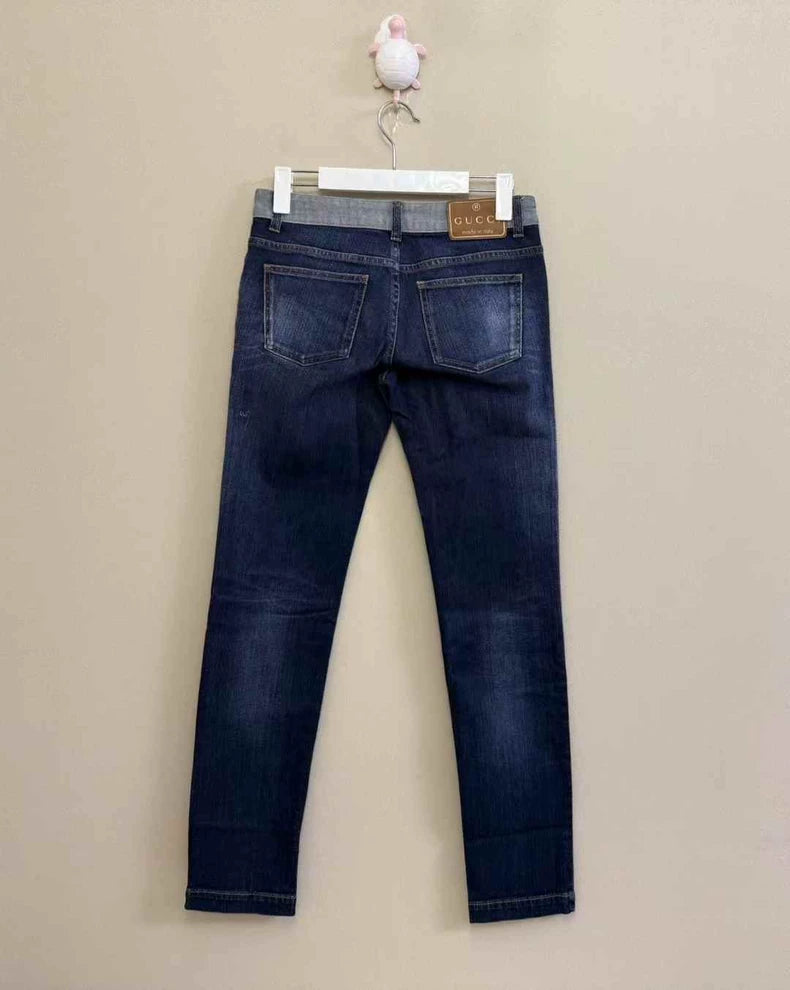 Gucci Blue Logo Denim Pants