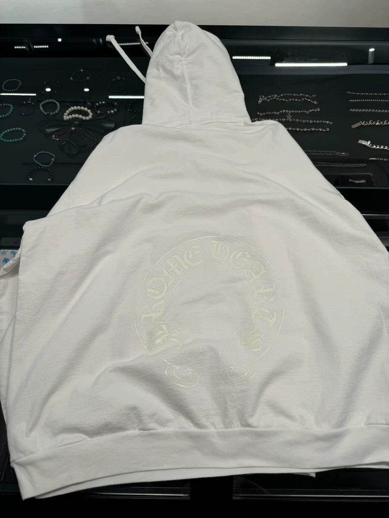 Chrome Hearts White Glow Horseshoe Hoodie-yf