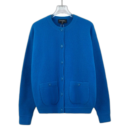 Chanel Wool Long Sleeve Cardigan in Blue