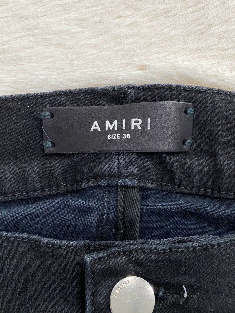 Amiri Black Purple Paisley Patch Jeans