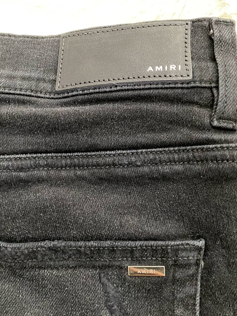 Amiri Black Purple Paisley Patch Jeans