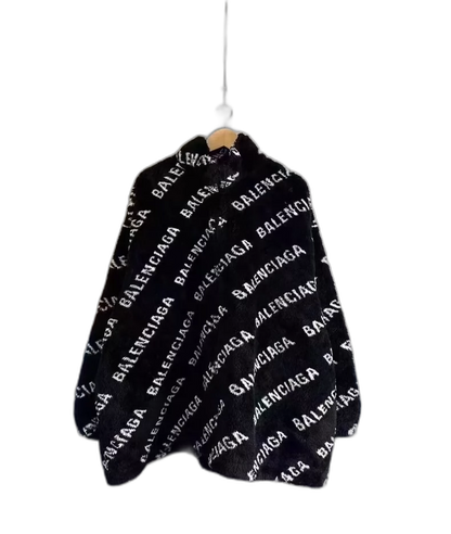 Black Balenciaga Teddy Fur Coat