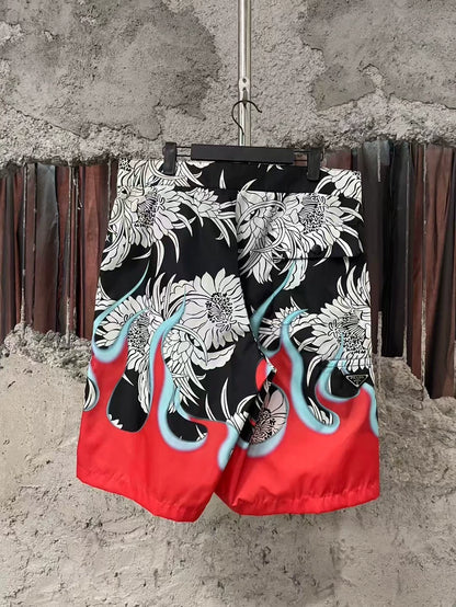 Prada Flame Metal Triangle Logo Shorts