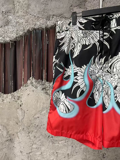 Prada Flame Metal Triangle Logo Shorts