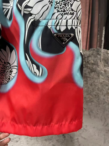 Prada Flame Metal Triangle Logo Shorts