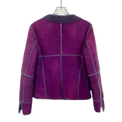 Purple Shearling Lapel Jacket by Chanel