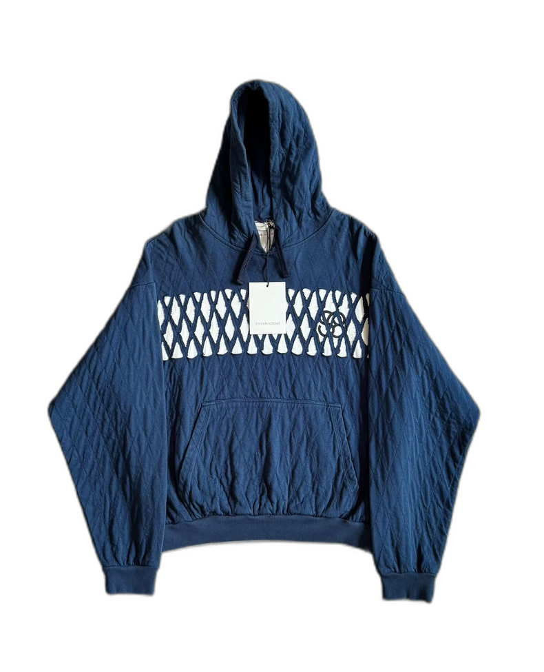 Blue Diamond Pattern Hoodie-zp