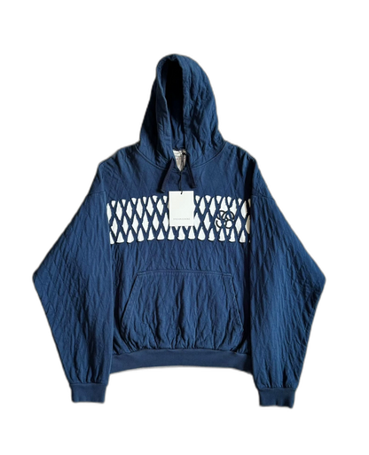 Blue Diamond Pattern Hoodie-zp