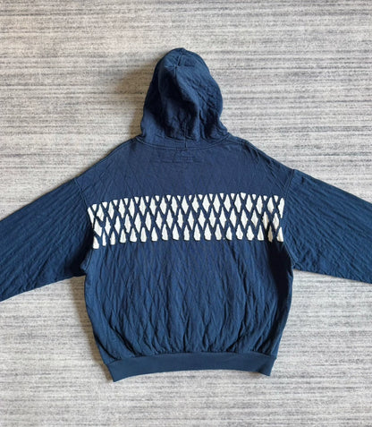 Blue Diamond Pattern Hoodie-zp