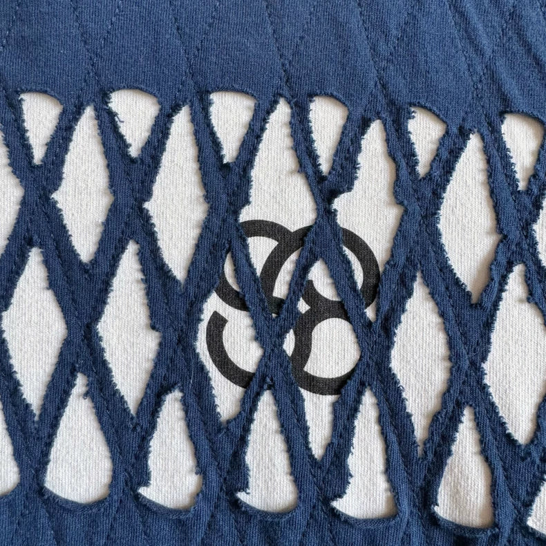 Blue Diamond Pattern Hoodie-zp