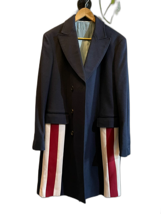 Gucci Cashmere Coat in Blue and Red Stripes