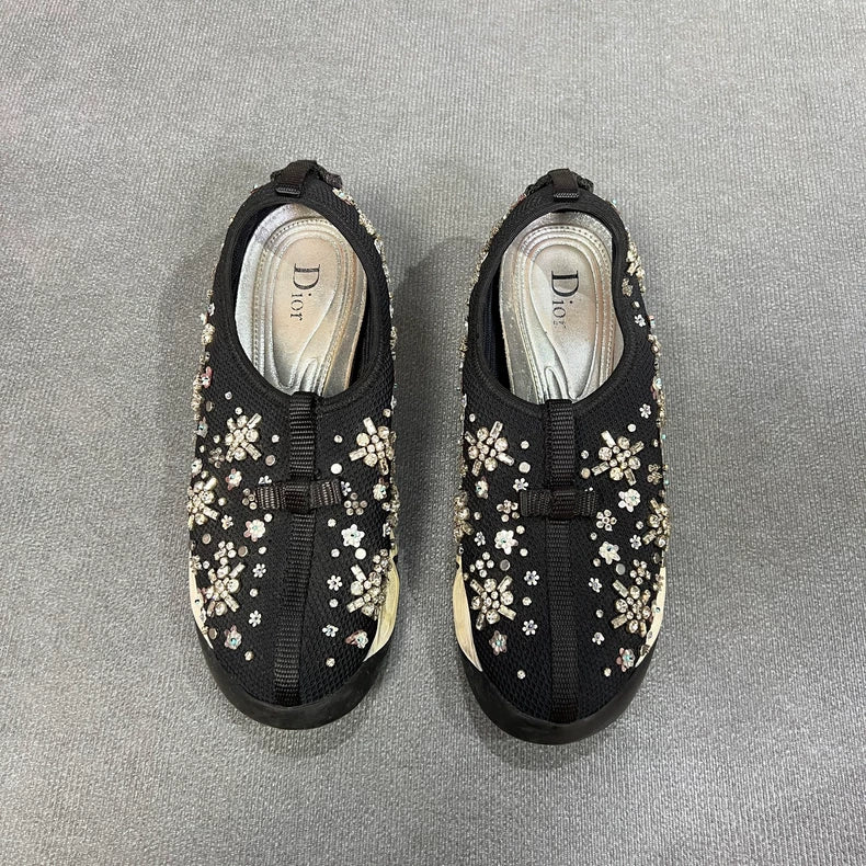 Dior Black Rhinestone Garden Shoes