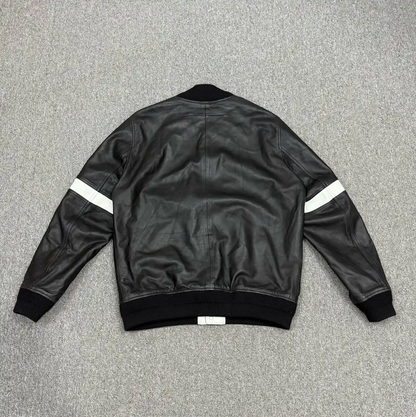 Givenchy Black Leather Bomber Jacket Size XL 0089