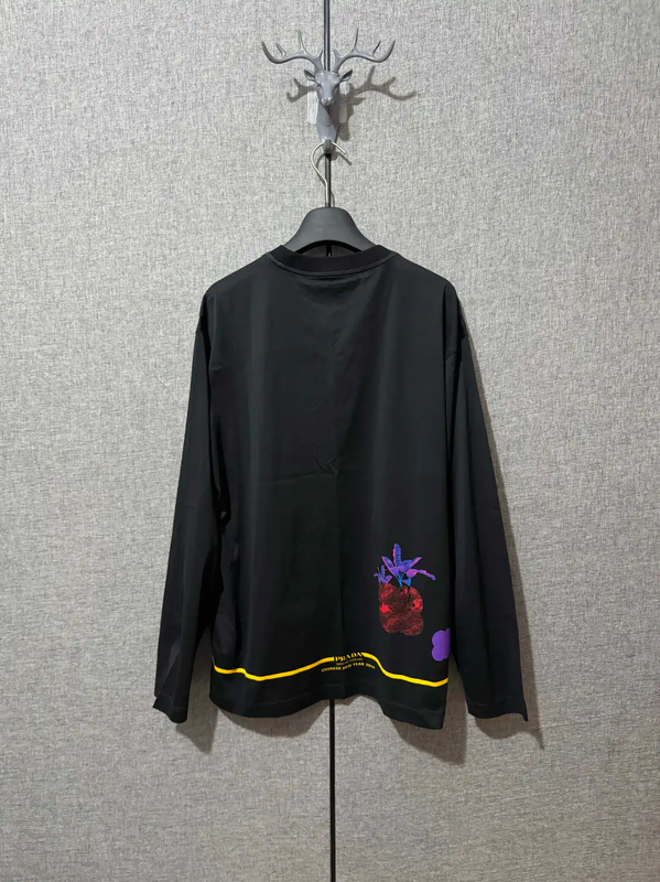 Prada Black Cotton Printed Long Sleeve T-Shirt