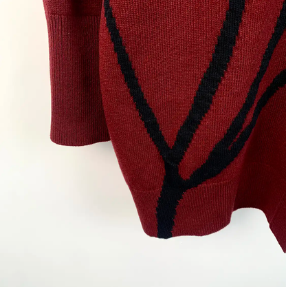 Loewe Red Wool Cardigan with Floral Design 0089