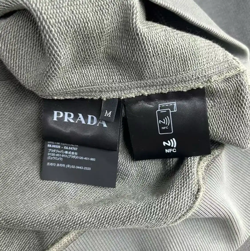 Prada Men's Brown Green Cotton Embroidered Sweatshirt