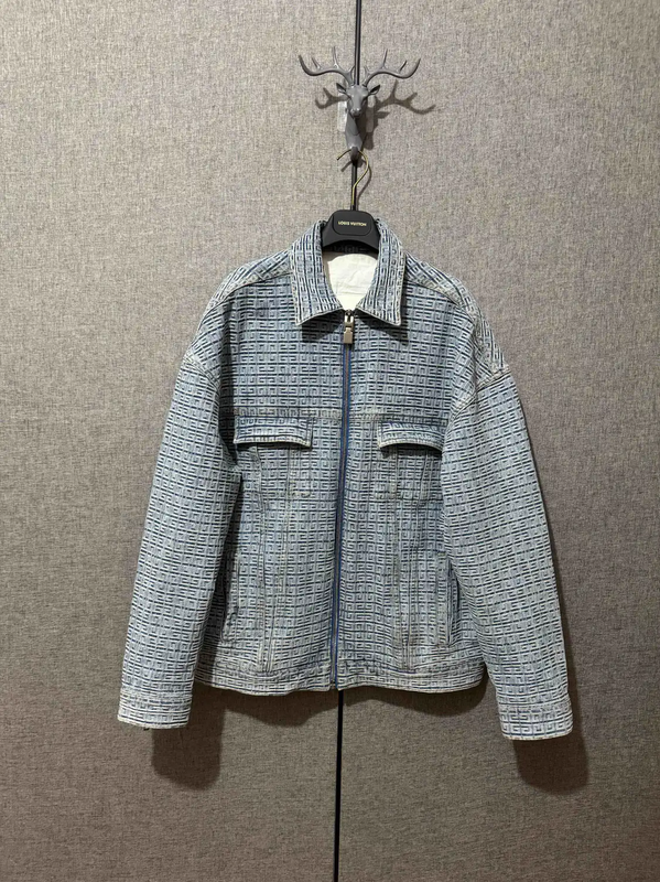 Givenchy Blue Cotton Logo Embroidered Jacket 0089