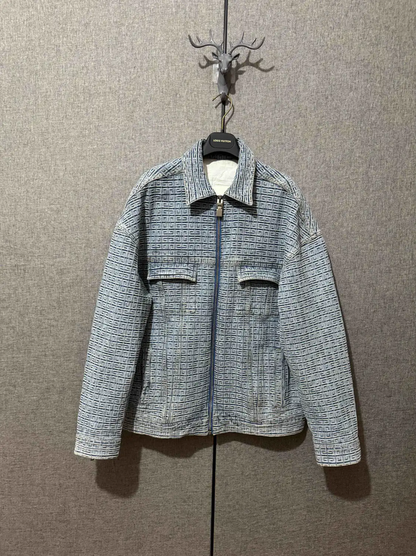 Givenchy Blue Cotton Logo Embroidered Jacket 0089
