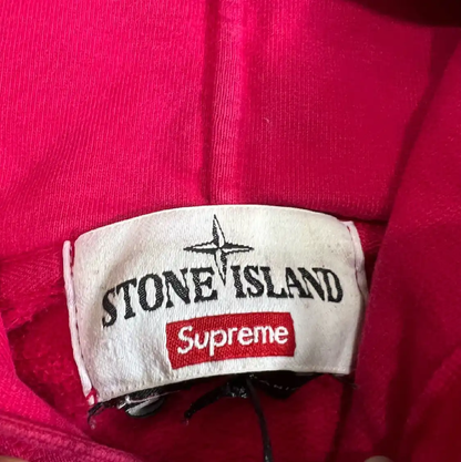 Stone Island Red Cotton Hoodie for Men 0089