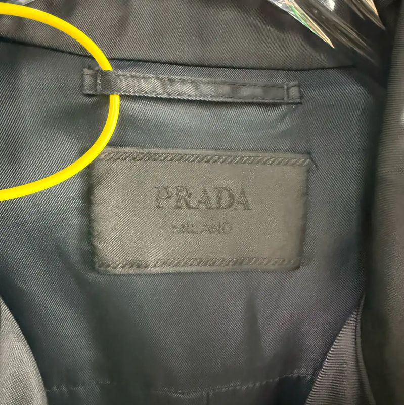 Prada Black Polyester Men's Outerwear Coat
