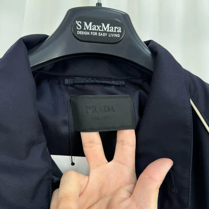 Prada Men's Long Sleeve Navy Wool Jacket