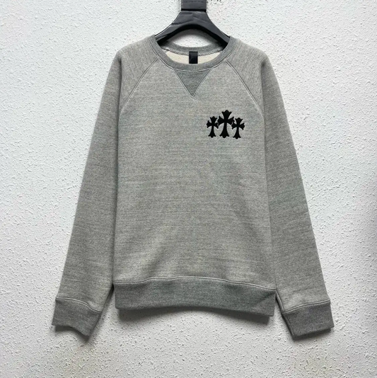Chrome Hearts Gray Embroidered Long Sleeve Sweatshirt 0089