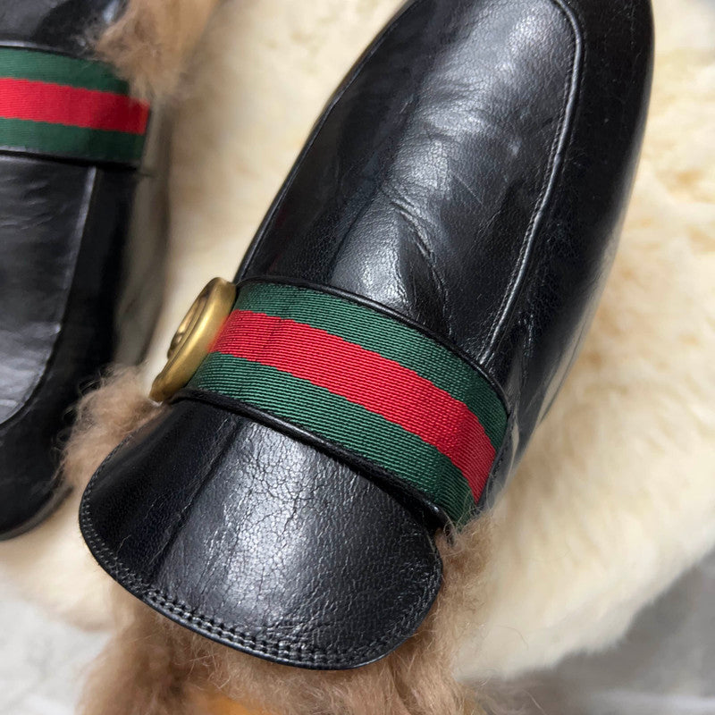 Gucci Black Fur-Lined Loafers for Men 0079