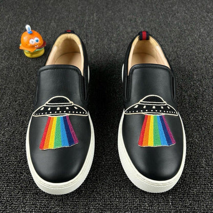 Gucci Rainbow Icon Leather Slip-On Sneakers 0079