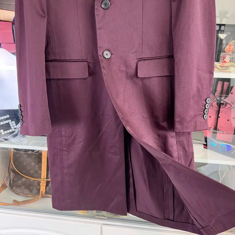 Prada Burgundy Cotton Mid-Length Men's Coat