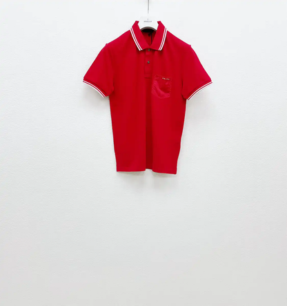 Prada Red Short Sleeve Cotton Polo Shirt