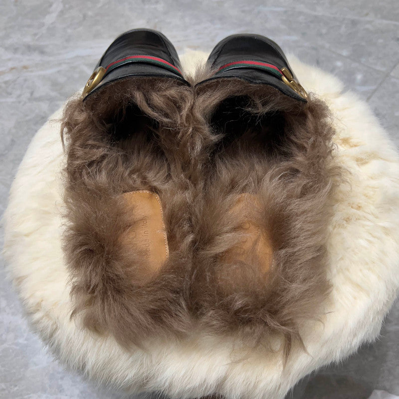 Gucci Black Fur-Lined Loafers for Men 0079