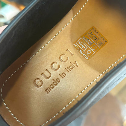 Gucci Black Leather Interlocking Loafers for Men 0079