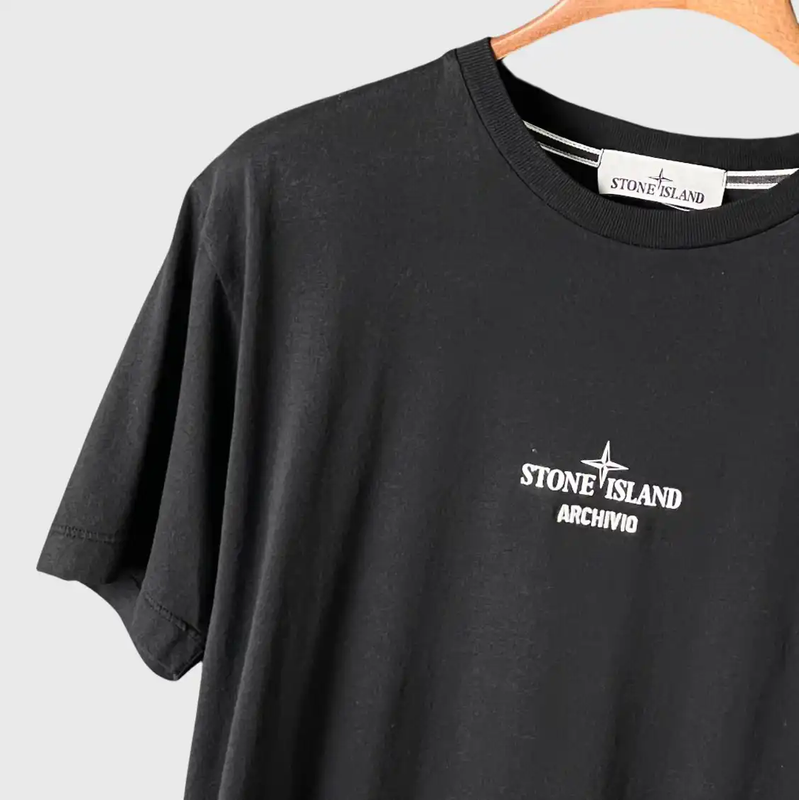 Stone Island Black Cotton Logo T-Shirt 0089