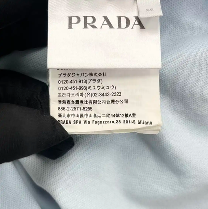 Prada Light Blue Striped Logo Polo Shirt