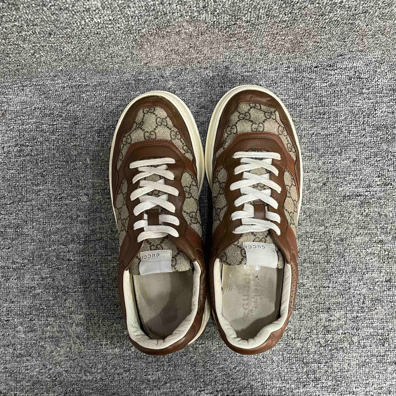 Gucci Brown Canvas Lace-Up Stylish Sneakers 0079