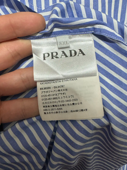 Prada Color Block Cotton Print Logo Shirt