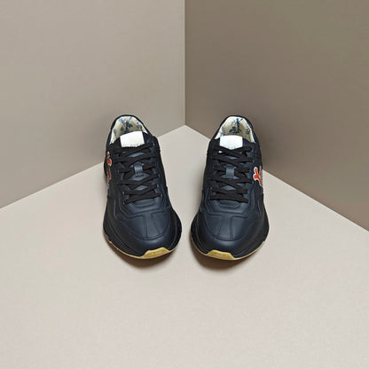 Gucci Rhyton Black Leather Low-Top Sneakers 0079