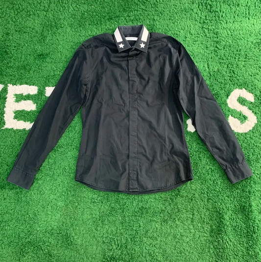 Givenchy Black Cotton Men’s Shirt with Star Collar 0089