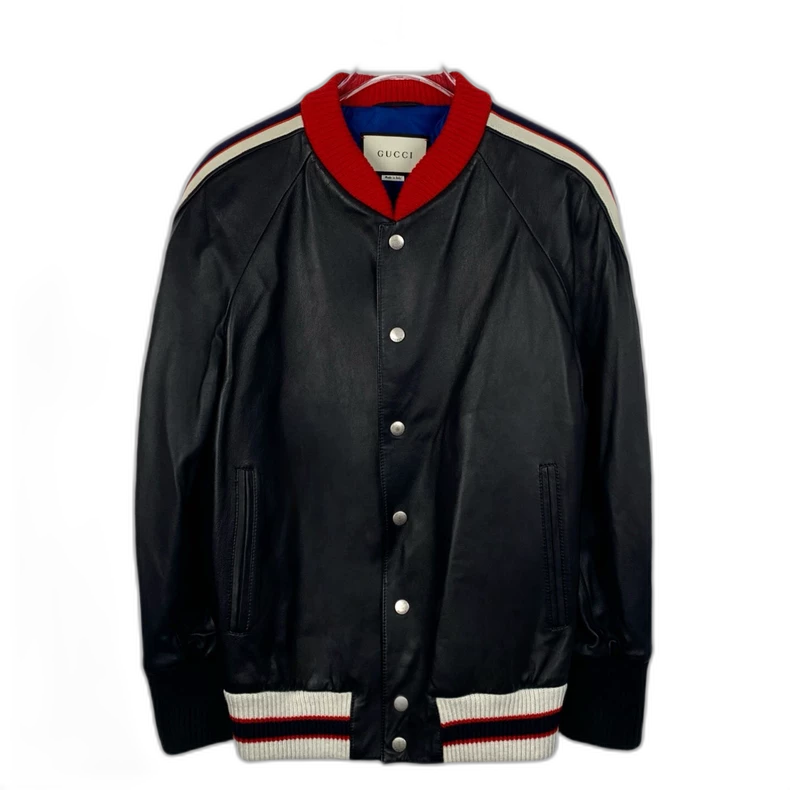 Gucci Black Logo Leather Jacket
