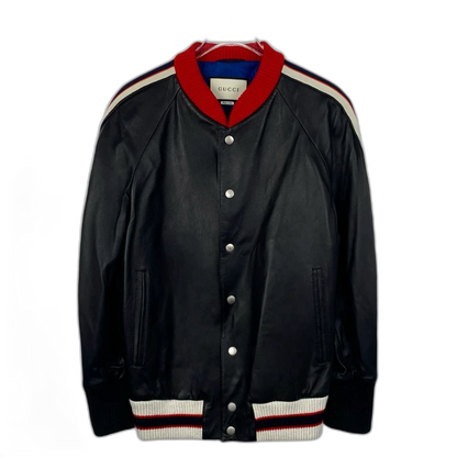 Gucci Black Logo Leather Jacket